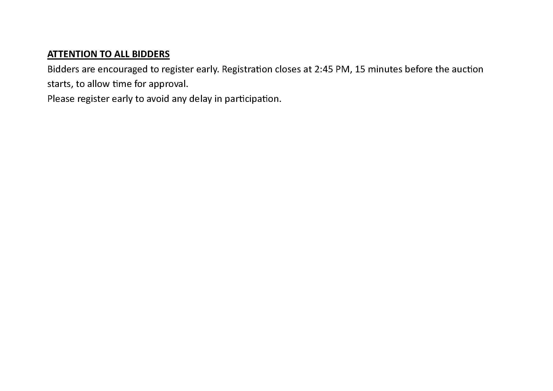 EARLY REGISTRATION